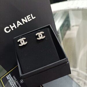 Chanel classic double C silver earrings